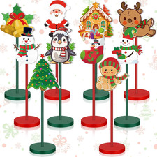 10 Pcs Christmas Tabletop Decoration Wooden Cute Santa Claus Gingerbread Candy E