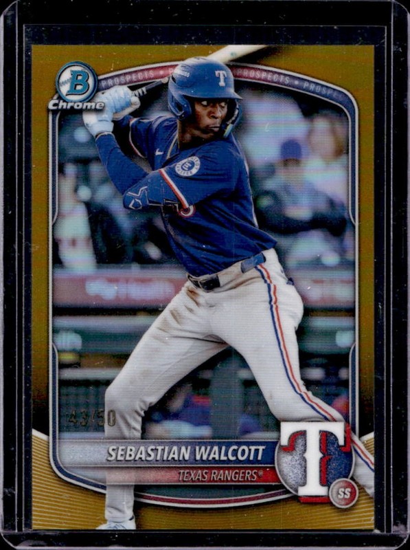 2025 Bowman Draft Sebastian Walcott Chrome Gold Refractor #/50 Rangers