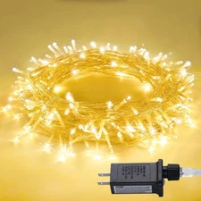 JMEXSUSS 100 LED Warm White Christmas Lights, 8 Modes