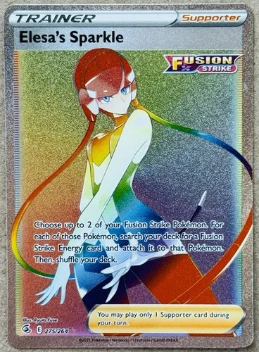 2021 POKÉMON FUSION STRIKE ELESA’S SPARKLE SECRET RAINBOW RARE HOLO 275/264 NM+