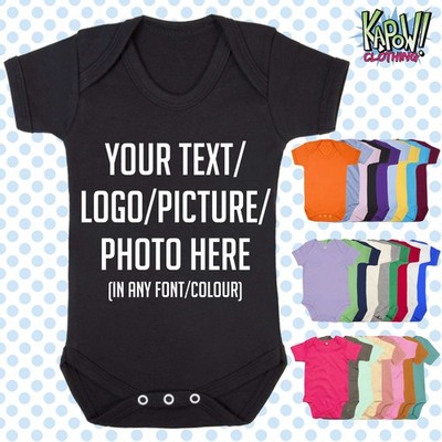 Custom Personalised Organic Cotton BABY GROW Body Suit Sleep Vest Romper Gift 2