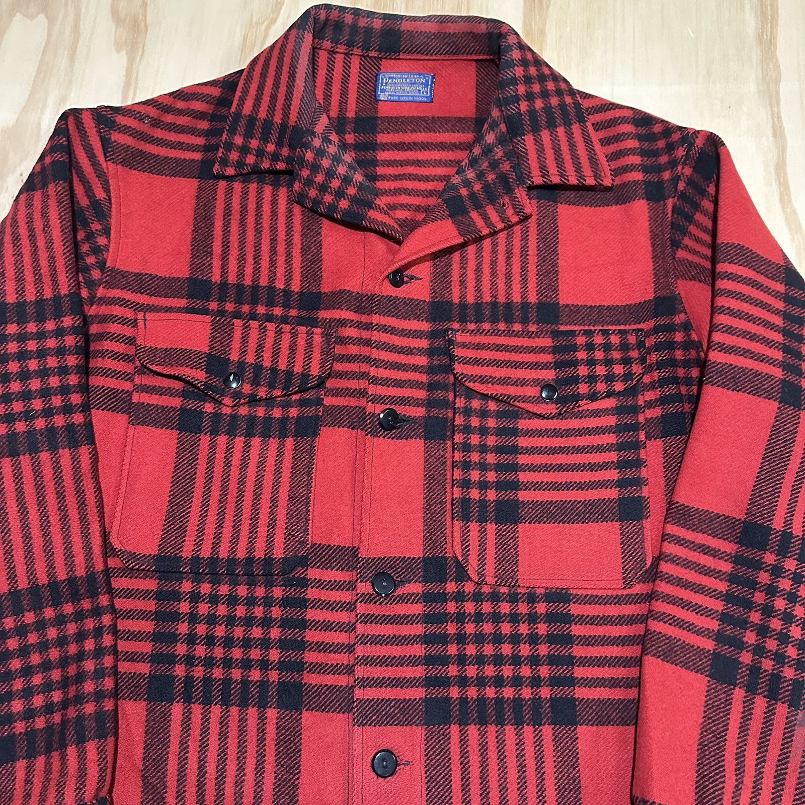 Vintage Pendleton Wool Coat Jacket Red Black Plai… - image 2