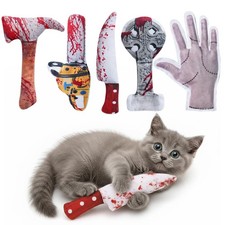 5PC Catnip Funny Cat Toys, 100 Organic Catnip Filled Knife-Shaped Crinkly ...