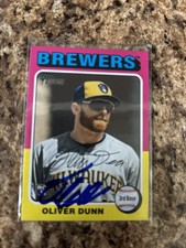 Oliver Dunn Signed 2024 Topps Heritage Auto Milwaukee Brewers Rc # 653