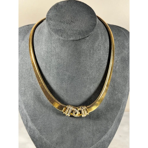 Collana Christian Dior vintage in cristallo con strass placcato oro