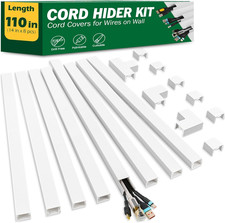 Cord Hider Kit, 110In Cord Covers for Wires on Wall, Paintable Wire Covers, Self