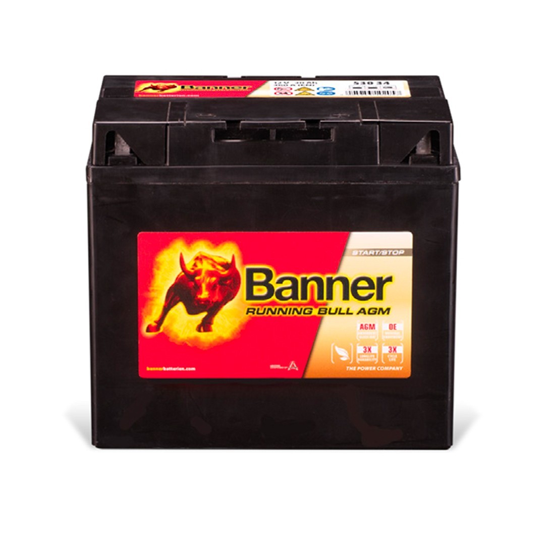 Batterie moto 12v 30ah Banner Starting Bull haute performance pour tondeuse et autoportée