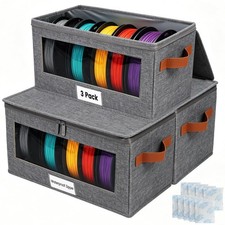 3 Pack 3D Printer Filament Storage Box with Dual Waterproof, Holds 18 Rolls