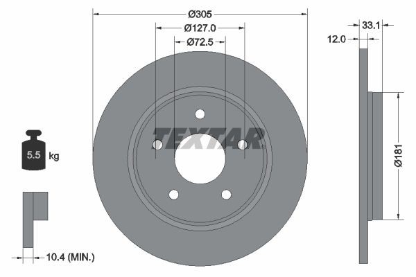 2X Textar Bremsscheibe 92181005 FüR Chrysler Dodge Fiat VW-image