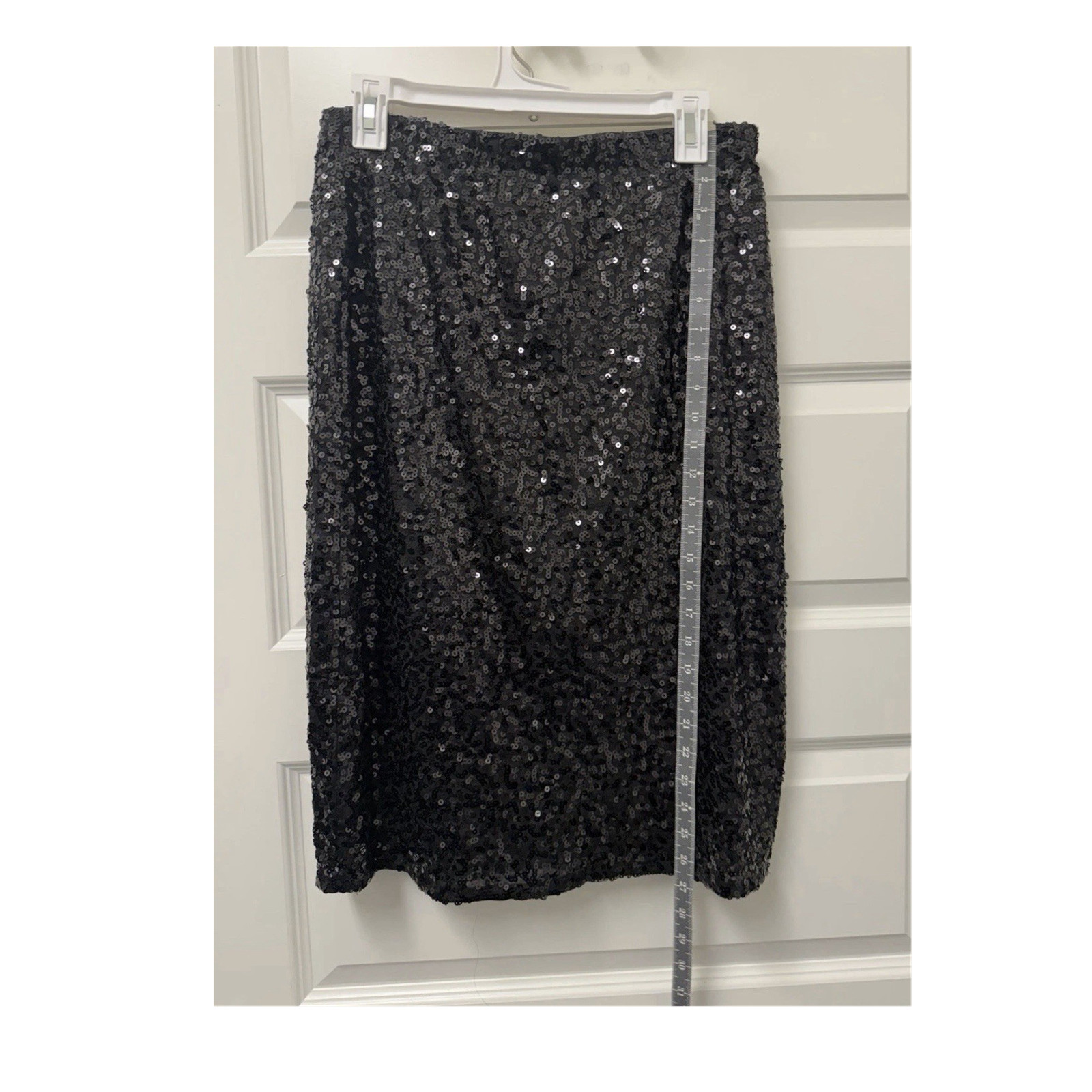 PrettyGuide Women's Black Sequin Pencil Skirt Lined Knee Length Size L