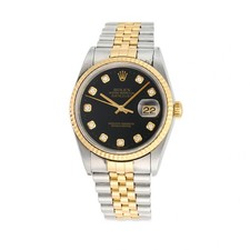 ROLEX DATEJUST 16233 Jubilee Black Diamond Dial, Steel and Yellow Gold, 36mm 