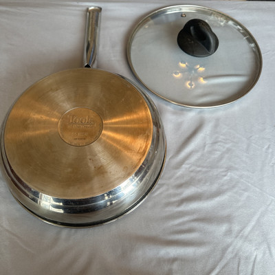 Tools of Trade Basics 9.5'' Stainless Skillet Stir Fry Saute Sauce Pan With Lid