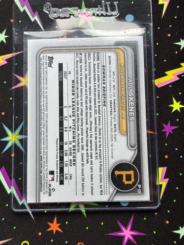 2024 Bowman - Prospects Paul Skenes #BP-125 Sky Blue Border /499 (RC) - Picture 2 of 2