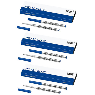 Montblanc Ballpoint M 2x1 Pen Refills Royal Blue Medium Pack of 3