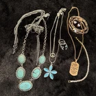 VTG/Modern Costume Jewelry Lot, Necklaces, Boho/Western, Marked N 925 Gem Rings