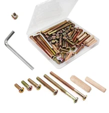 binifiMux Crib Hardware Screws, 70 Pcs M6 Furniture Barrel Nut Bolt Assortmen...