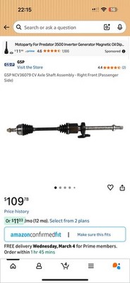 CV Axle Shaft-Original Performance Front Right WD Express 407 37 577