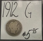 1912 Barber Silver Dime (G) Good Condition! ENN Coins