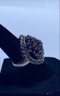 NF Sterling Silver 925 Red Quartz Marcasite Cluster Halo Ring Size 4.75 10.4g — photo 3