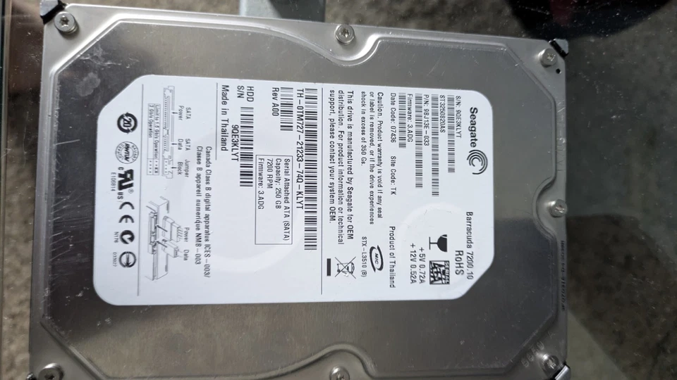 Seagate ST3250820AS, 98J13E-033, F/W: 3.ADG, WU, 07306, SATA HDD 250GB 7200RPM - Image 3 of 4