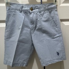 U.S. Polo Assn Boys Chino Shorts Size 10 Blue White Pinstriped Preppy