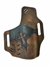 Versacarry USA Made Brown Black Leather OWB Belt Holster Cross Design