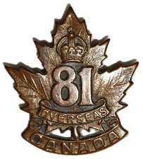 WW1 Canadian 81st Battalion (Toronto) Cap Badge - Canada CEF
