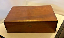 Cassettiera antica inglese in legno portatile da viaggio scrivania con chiave