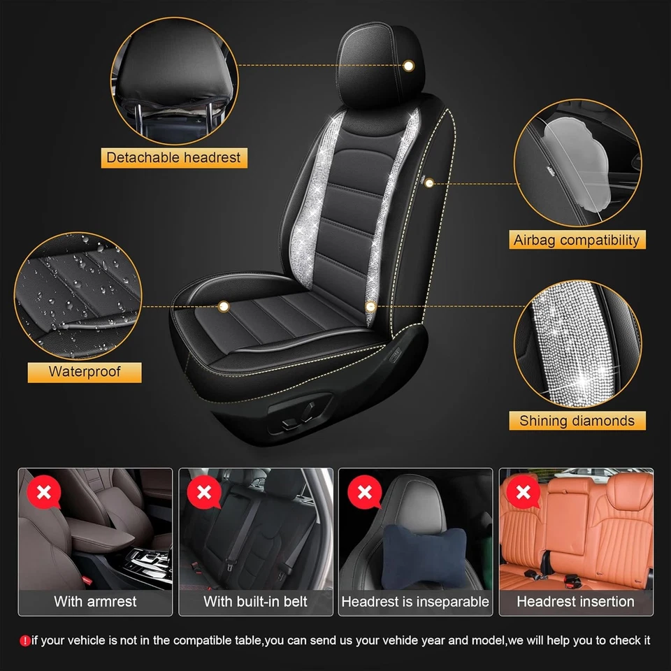 Bling Diamond Car Seat Covers For Mitsubishi Eclipse Cross 2018-2025 (5 Seats) Foto 3 de 4
