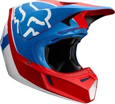 NUOVO CASCO MOTOCROSS ADULTO FOX V3 MVRS KILA BLU/ROSSO TAGLIA ADULTO SMALL 55-56cm