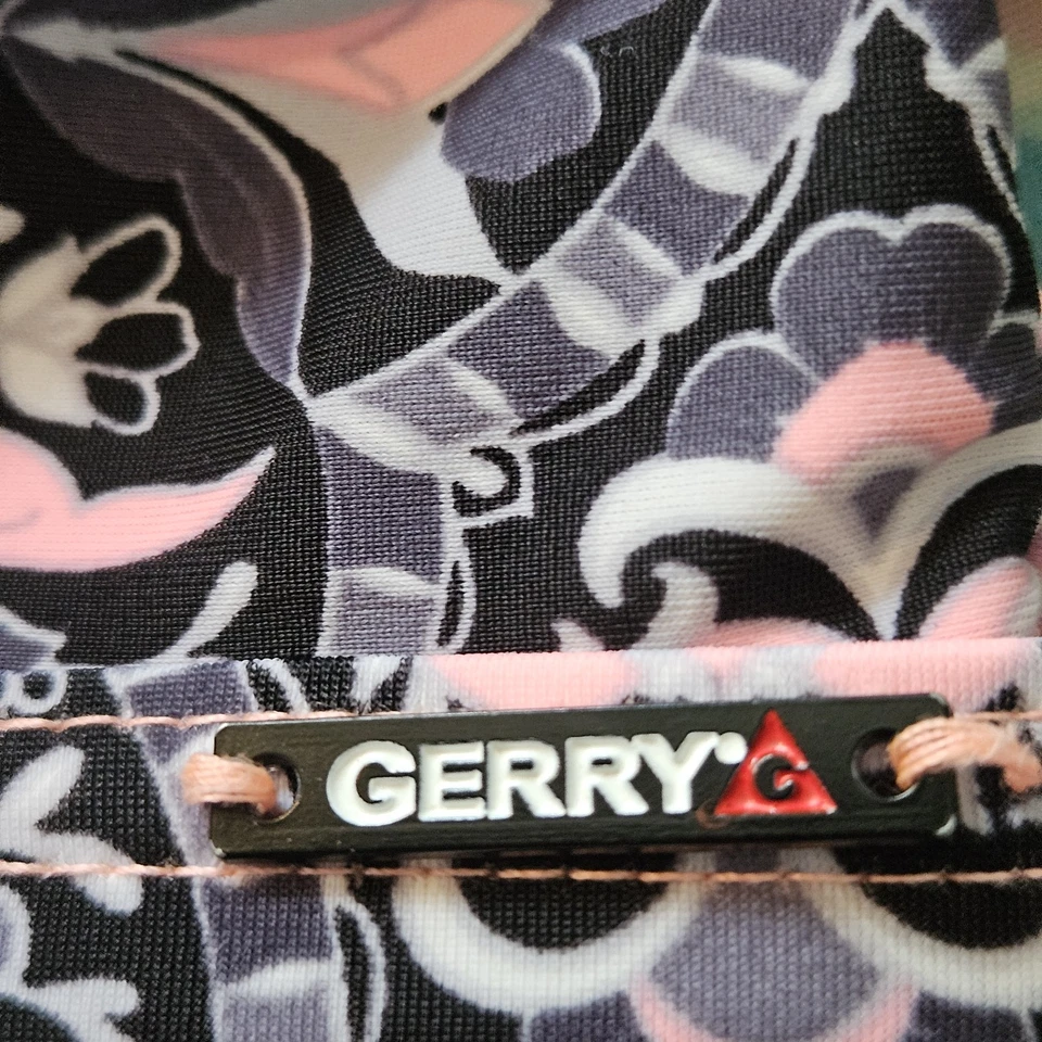 Sujetador deportivo acolchado para mujer GERRY (32 C) negro floral con capa sin mangas de nailon rosa Foto 3 de 4