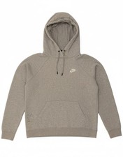 NIKE Womens Oversized Hoodie Jumper UK 10 Small Grey Cotton CH19