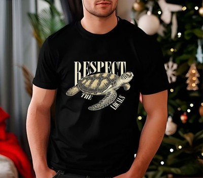 Respect The Locals Meeresschildkröte T-Shirt - lustig Retro Strand Surfen Ästhetik Tee
