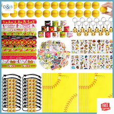 294 Pcs Softball Party Supplies Set: Tattoos, Mini Balls, Bracelets, Keychains &