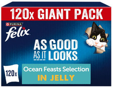 FELIX As Good As it Looks Senior 7+Ocean Feasts in Jelly Wet Cat Food (120x85g ) 3.63 per kilo
