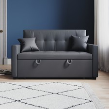 Living Room Sofa Bed Pull Out 2 SeaterConvertible Sleeper 2 with Cushions Grey