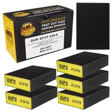 220 Grit 4-Sided Hand Sanding Block Sponges, of 6 - Performance Flex 3.9" x 2...
