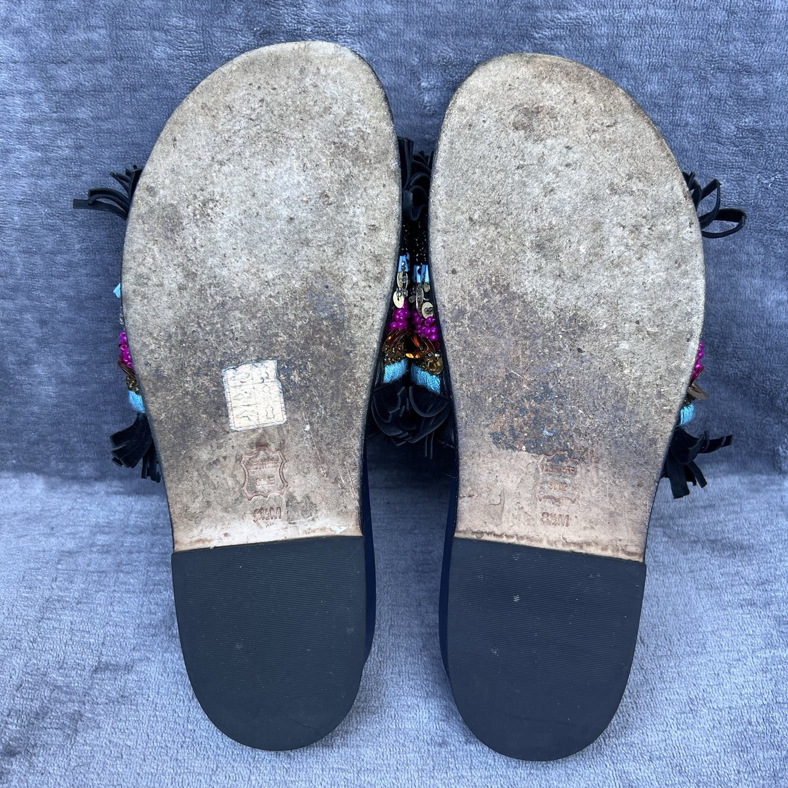 Tory Burch Isle Slides Women 8.5 Slip On Shoes Beaded Fringe Sequin Sandals thumbnail 6