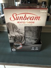 Sunbeam Heated Throw 50 in x 60 in NIB New Velvet Plush