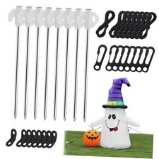 8 Pcs Metal Inflatable Stakes and Tethers Set, Heavy Duty Metal Ground Stakes
