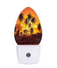 Sunset Palm Tree Plug-in Night Light Tropical Beach LED Auto Sensor Lamp