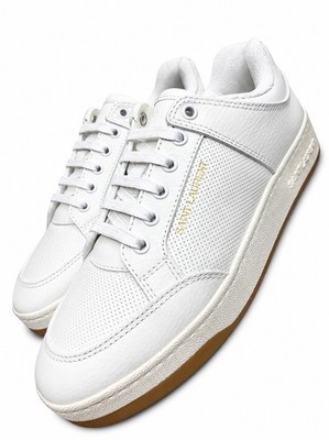 YSL Saint Laurent Damen Sneaker Weiß Perforiertes Leder SL/61 Größe EU40,5