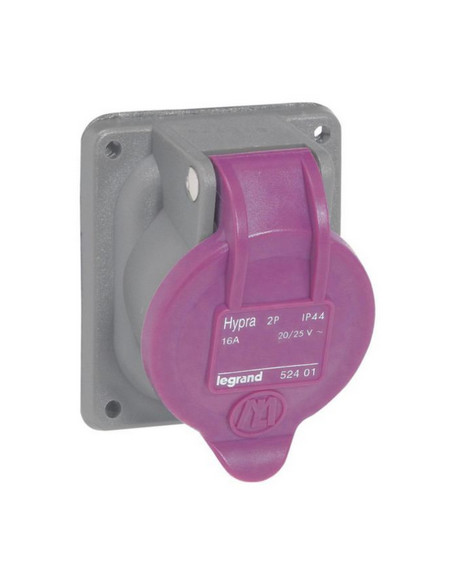 Prise de courant fixe Hypra IP44 Legrand TBT 16A 25V en plastique gris robuste