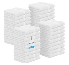 White Washcloths Bulk Pack of 36 12x12 inches - 100 Cotton Washcloths  Fa...