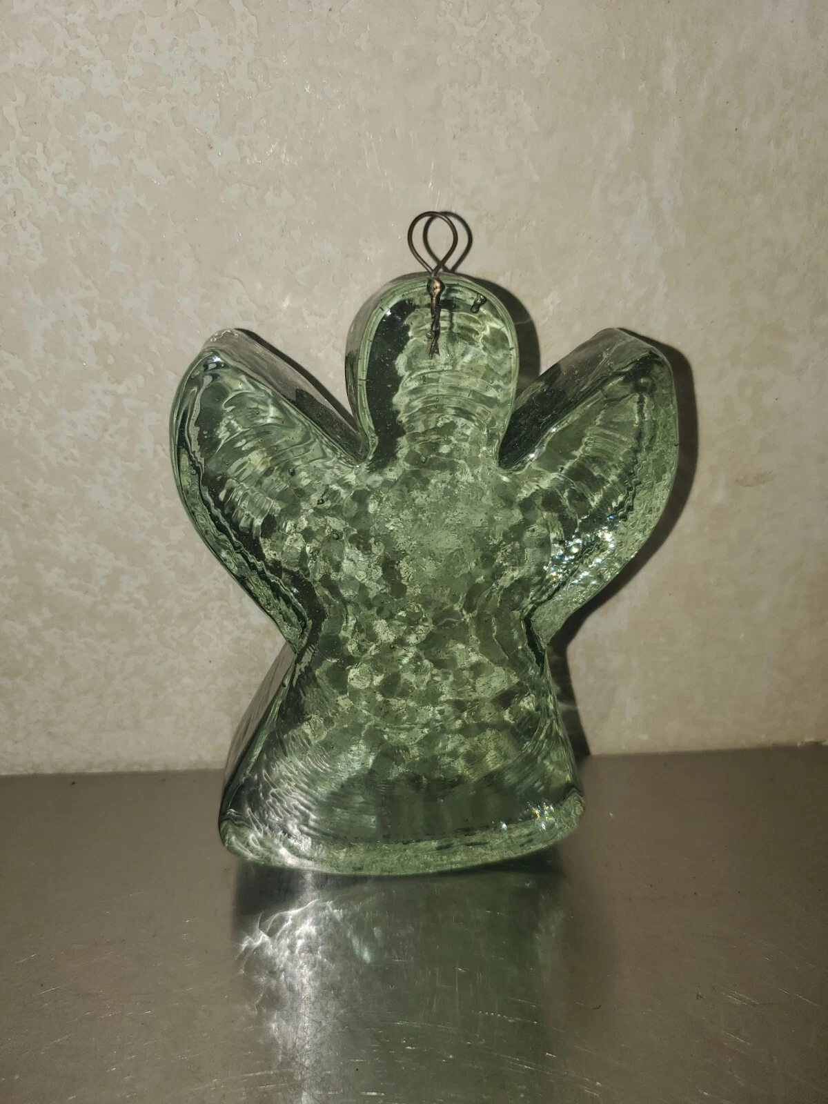 ANGEL Clear Glass With Green Hue Sun Catcher   Christmas Ornament  Decor