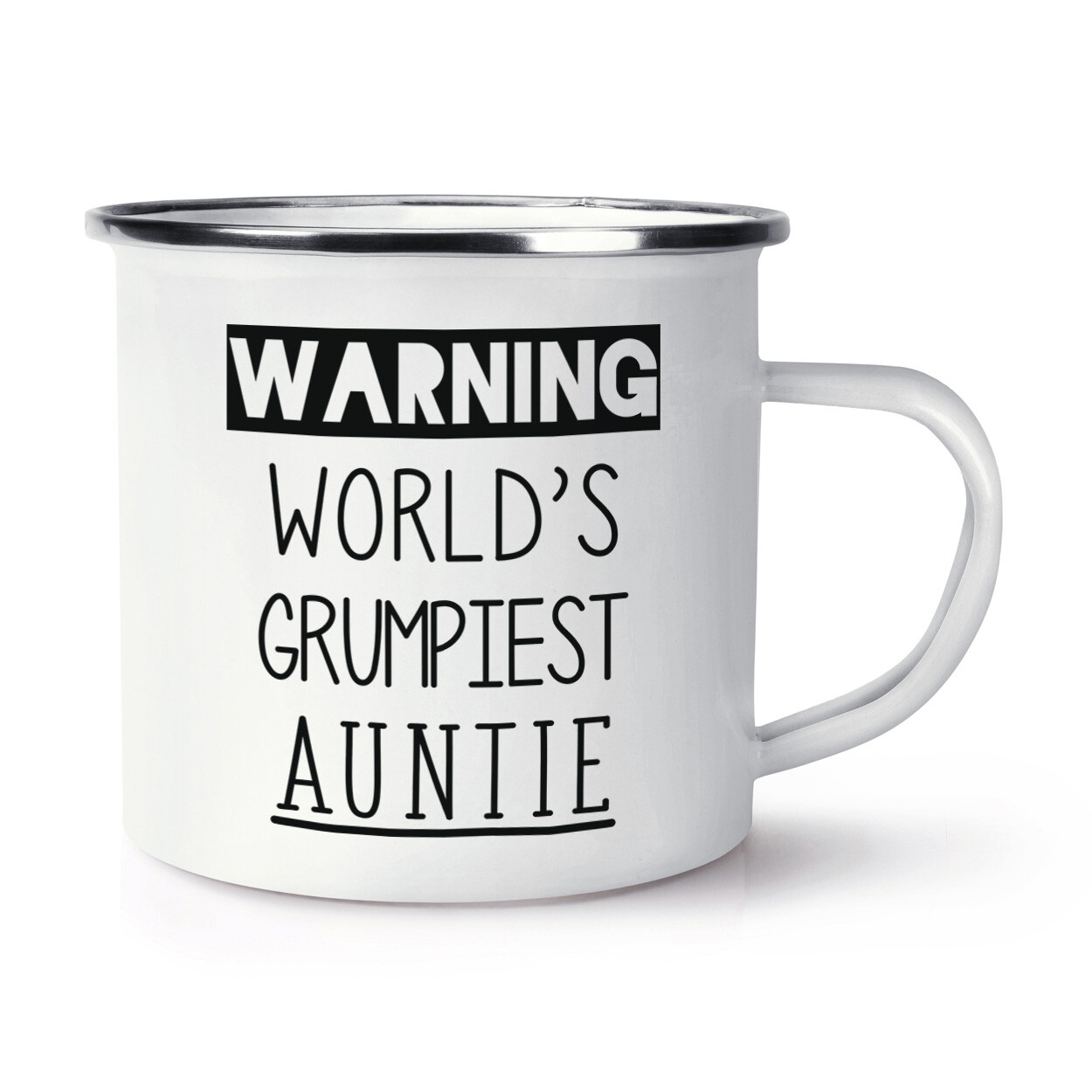 Warning World's Grumpiest Auntie Enamel Mug Cup Grumpy Awesome Best Family Funny