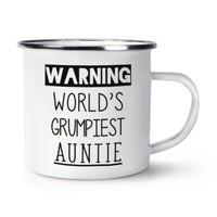 Warnung World's Grumpiest Auntie Emaille Becher Tasse MüRrisch Toll Best Family