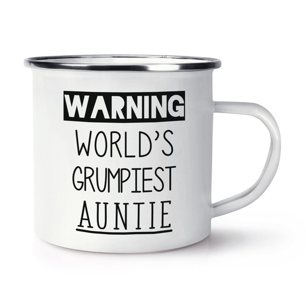 Warnung World's Grumpiest Auntie Emaille Becher Tasse MüRrisch Toll Best Family-image