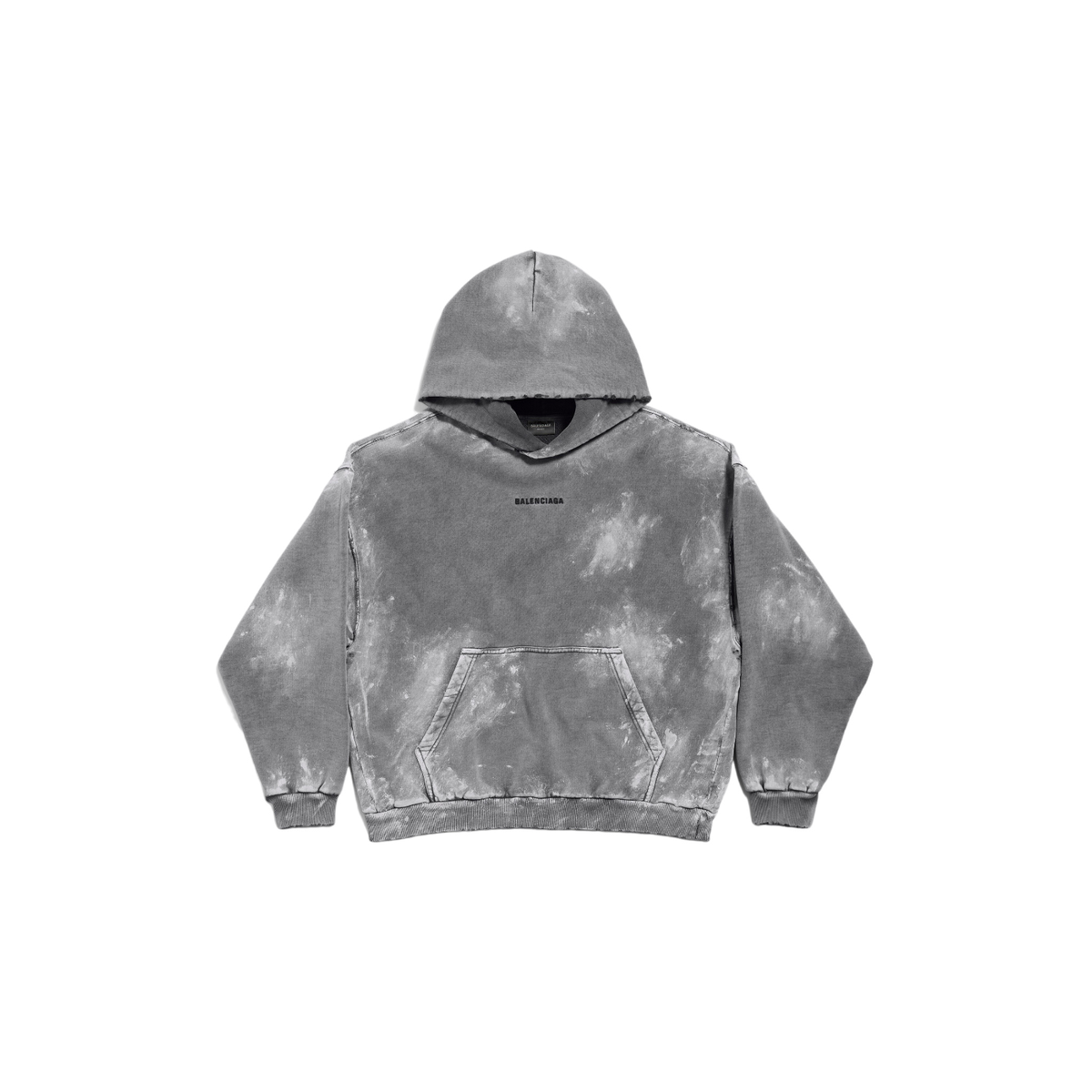 BALENCIAGA $1290 Grey Painted Medium Fit Hoodie New And