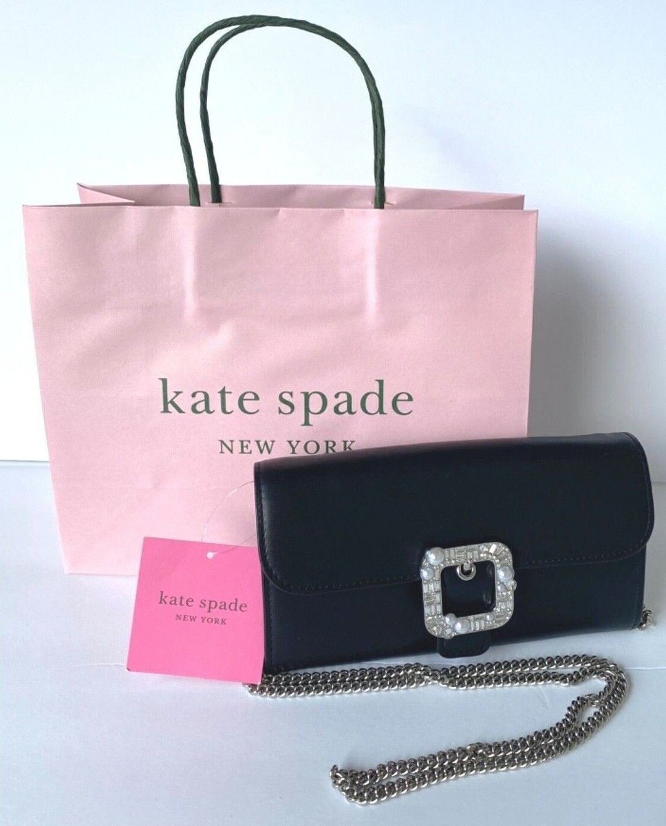 Kate Spade Lovitt Buckle Leather Chain Wallet Evening Bag Crossbody